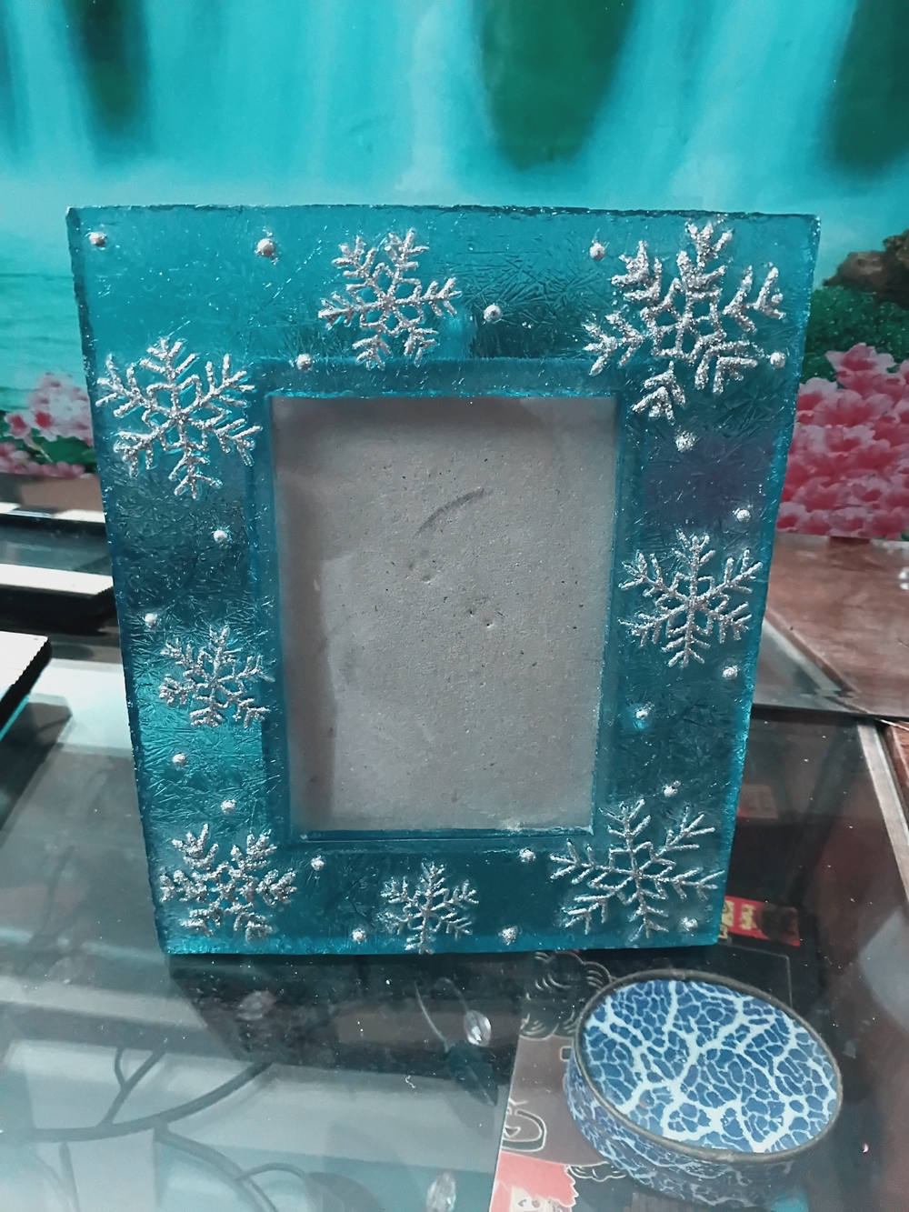 Blue Snowflake Decorative Photo Frame - Unbranded